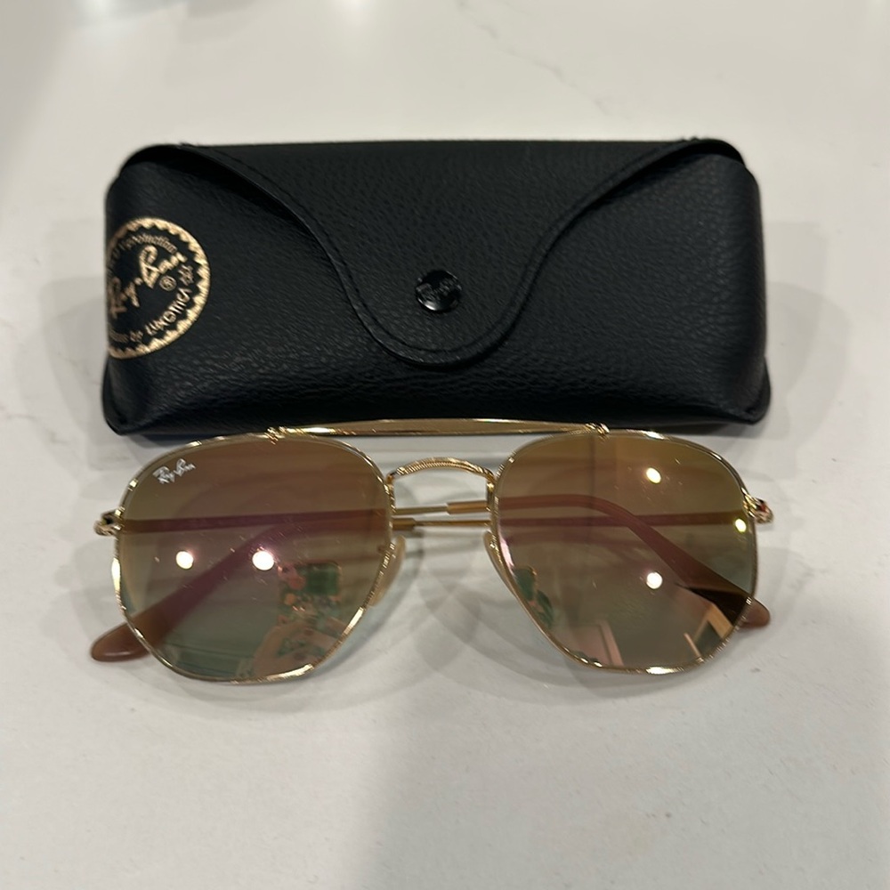 Ray Ban The Marshal Gold Pink Aviator Sunglasses